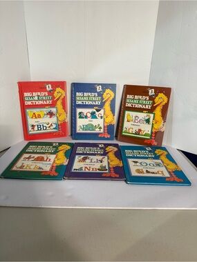 Vtg Lot Of 6 Big Bird’s Sesame Street Dictionary Book Bundle Muppets 1-6 A-Q